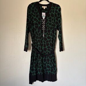 Michael Kors Women’s Plus Size Printed Contrast- Tri Moss Dress, Size OX